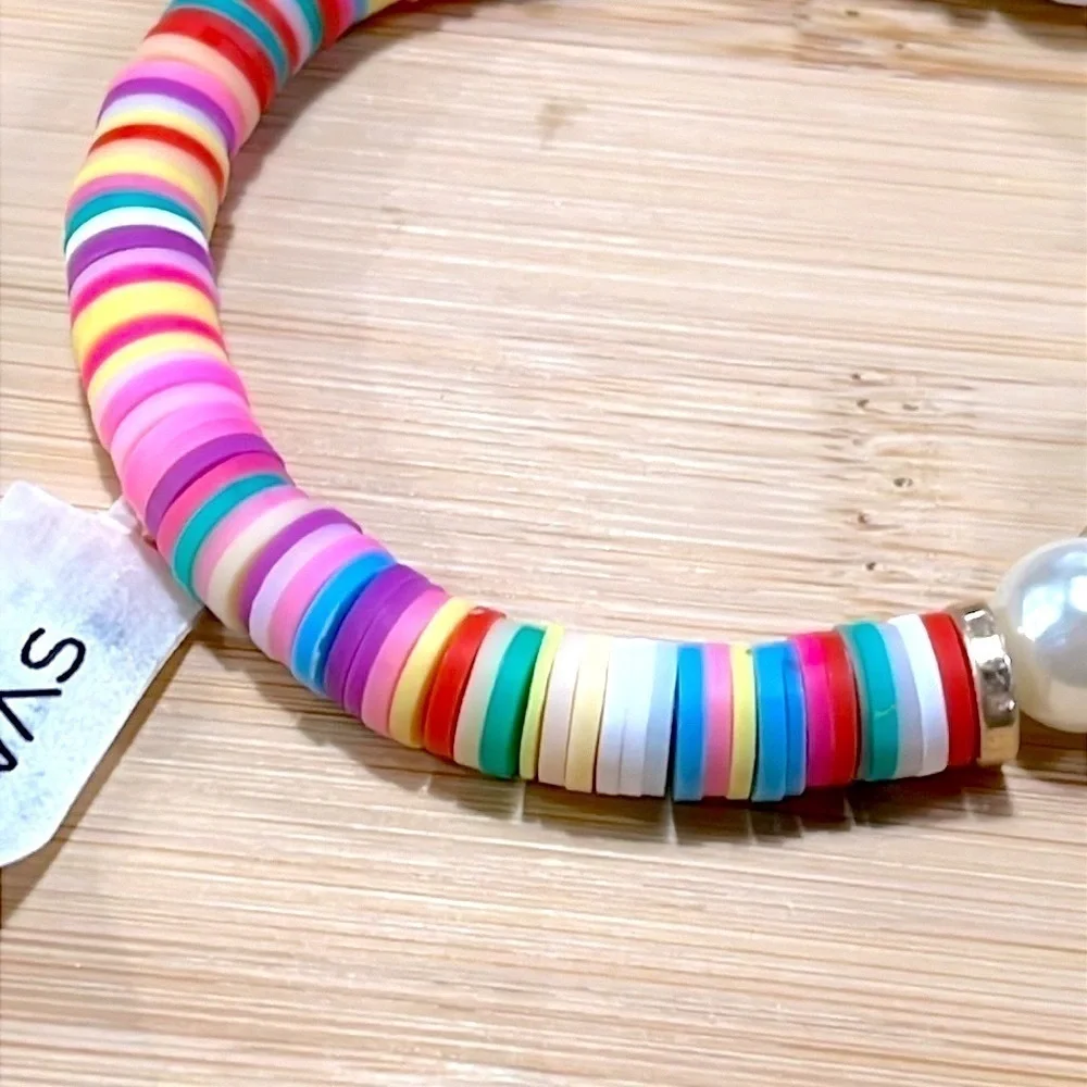 Brand New Canvas Multicolored Beaded Friendship Bracelet “HOPE” Stretch Colorful